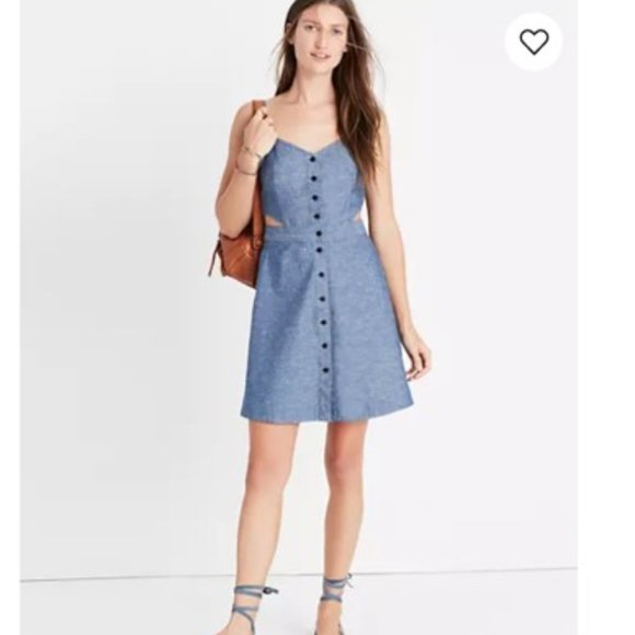 Madewell Chambray Cutout Dress EUC, size 6 - Picture 1 of 5